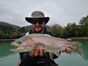 lake boat trout October Slovenia